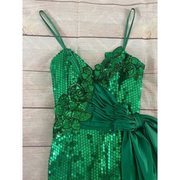 Vintage Alyce Designs Women's Green Sequin Cocktail Dress - 8 - Picture 3 of 12